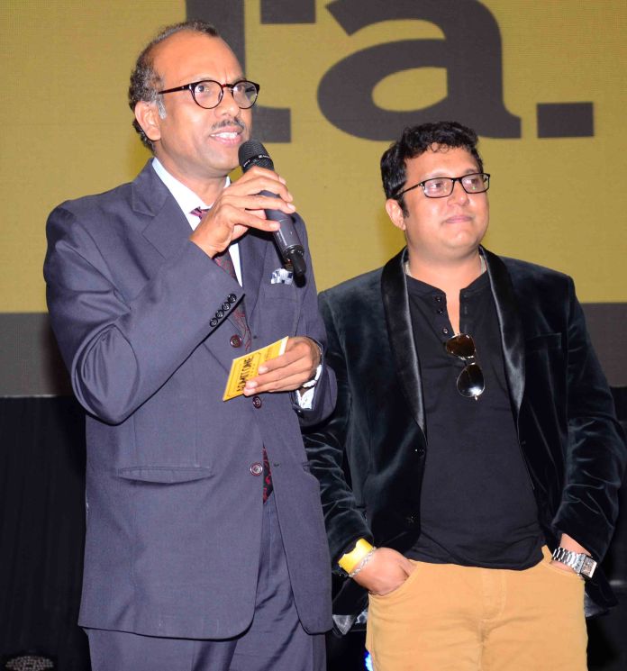 The Indian High Commissioner in Uganda,  Dr. Ramesh Chandra (L) and the film's director, Rajesh Nair, at the premiere.